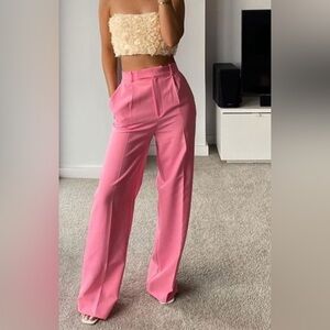 Zara Pink Coral Trouser Dress Pants Wide leg Size M